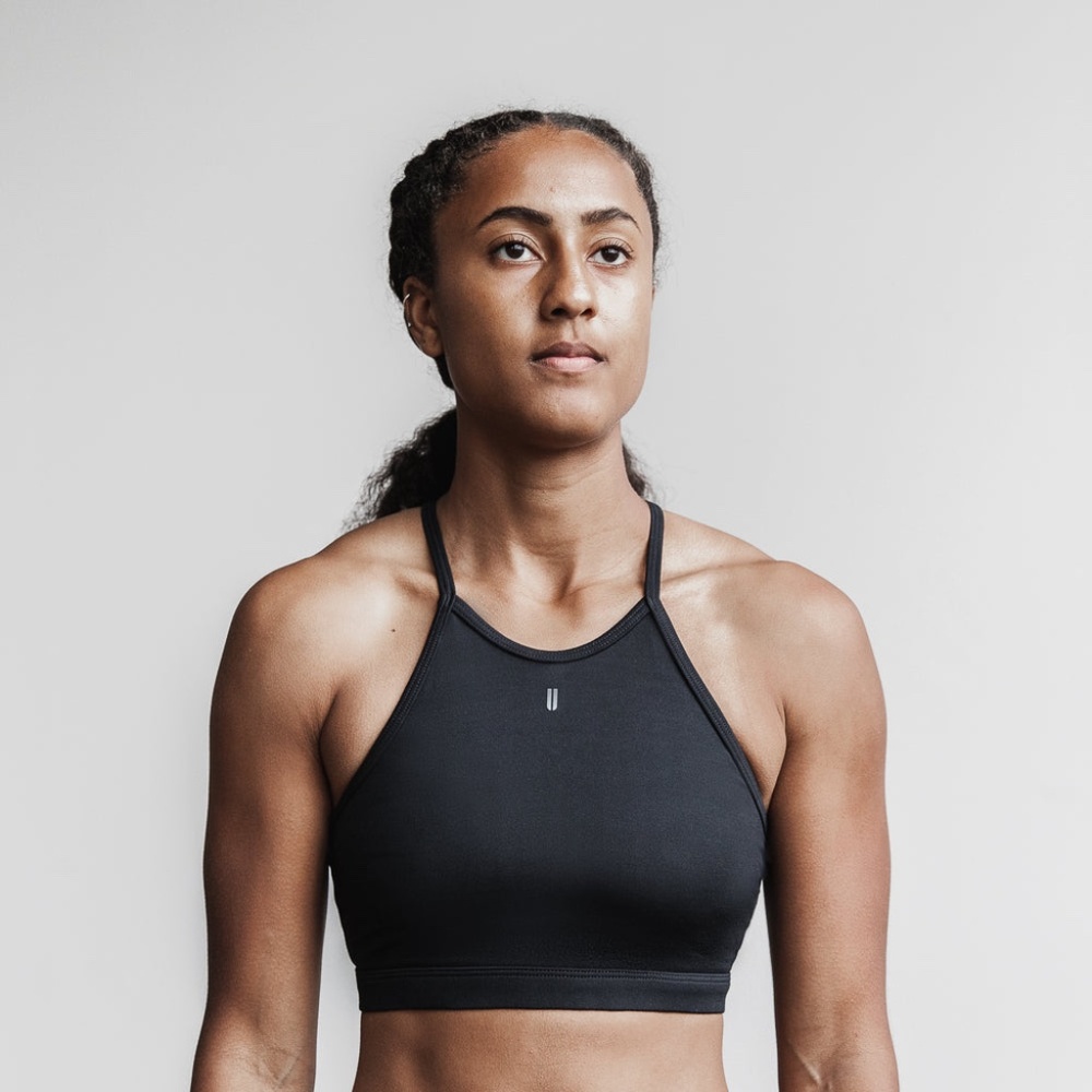 Nobull Plush Heather Halter Sports Bra Black NWT Size XS